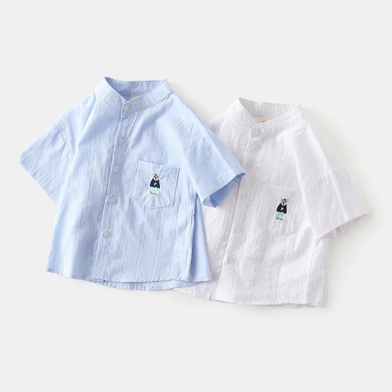 Cute Bear Toddler Boys Shirts Quality Elegant Kids Tops Summer Children's Clothes