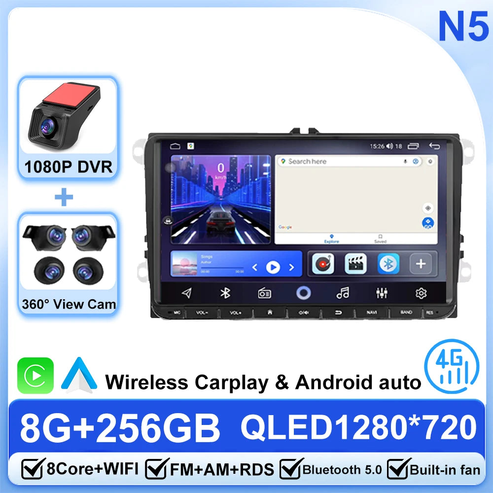 Android 14 Car Radio For Volkswagen Bora Golf 6 Passat Scirocco Sharan Touran Amarok For Skoda Octavia Fabia 2 Multimedia Video