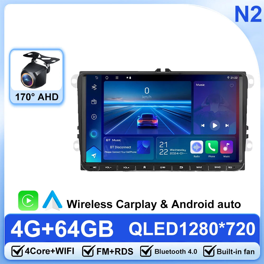 Android 14 Car Radio For Volkswagen Bora Golf 6 Passat Scirocco Sharan Touran Amarok For Skoda Octavia Fabia 2 Multimedia Video