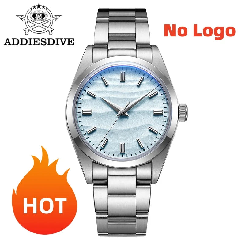 ADDIESDIVE 36mm AD2030 Men's Watch Desert Dial 316L Stainless Steel Reloj Hombre 100m Waterproof Quartz Watches