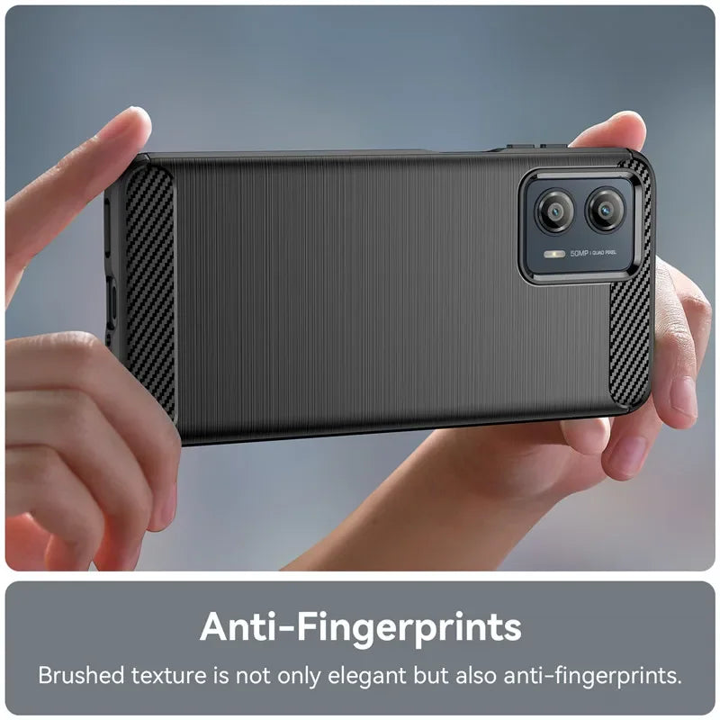 Carbon Fiber Texture TPU Case for Motorola Moto E13 E22 E22i E32 Edge 40 Neo 30 Fusion Shockproof Protective Cover Funda