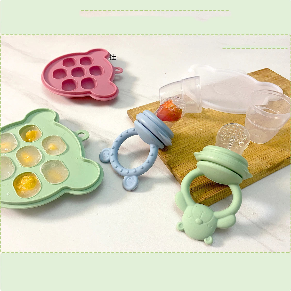 Baby Koala Fruit Feeder Set Food Supplement Feeder BPA Free Silicone Nursing Feeding Freezer Tray Tableware Fresh Food Feeder