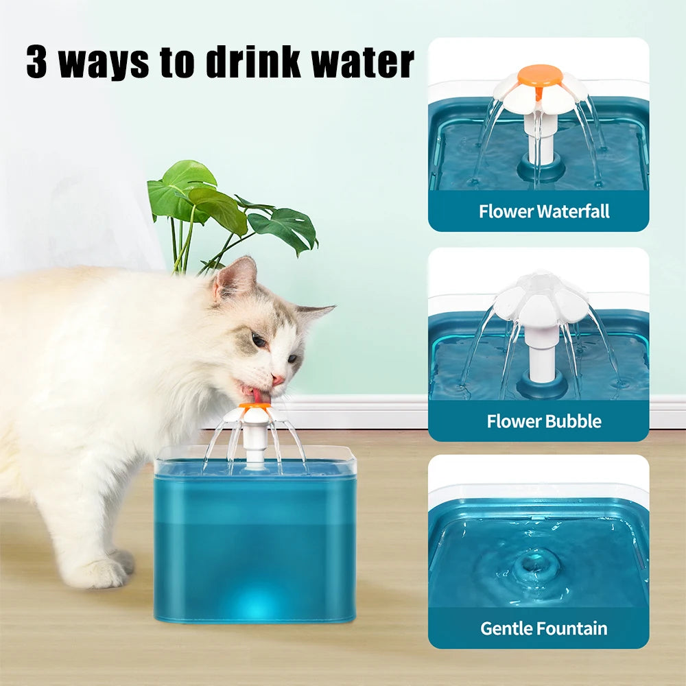 Pet Water Dispenser with Recirculate Filtring Cat Drinking Fountain USB Charging for Fresh Water with LED Lighting Automatic