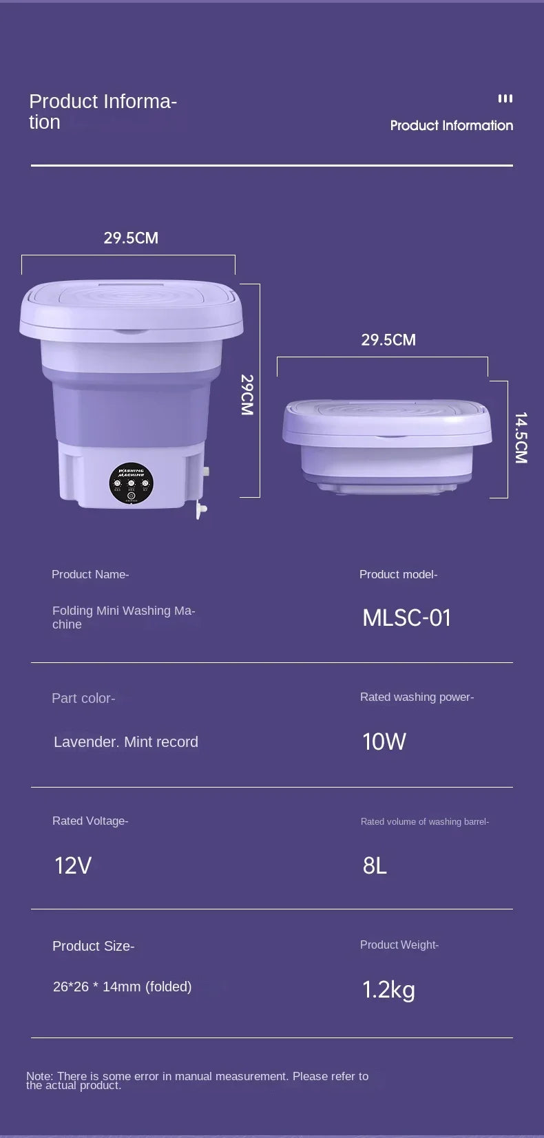 8L Portable Folding Washing Machine Bucket for Clothes Socks Underwear Cleaning Washer Portable Small Travel Washing Machine