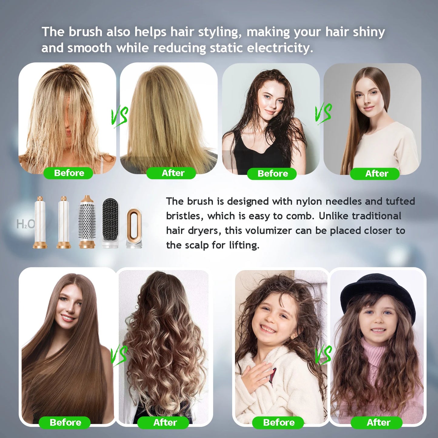 UKLISS Hair Dryer & Styler 5 in 1, Auto Curling Air Brush with Round Brush Hairdryer
