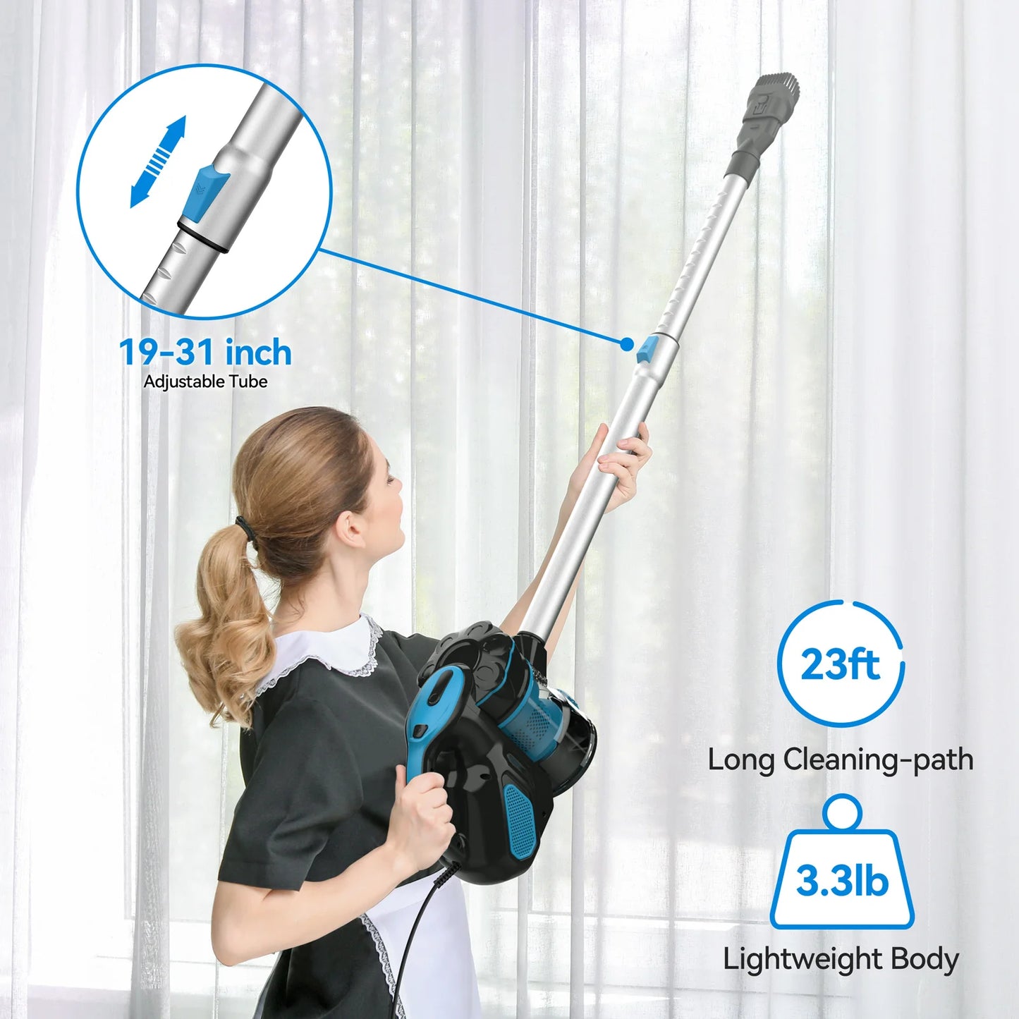 INSE I5 Corded Vacuum Cleaner with 600W Motor 18Kpa Powerful Stick Handheld Vaccum Cleaner for Home Pet Hair Hard Floor Cleaning