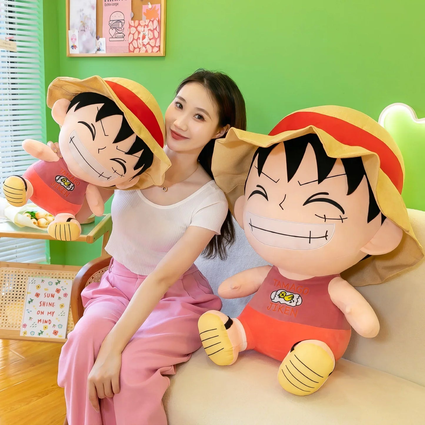70cm Anime One Piece Monkey D Luffy Plush Toy Cartoon Cute Straw Hat Luffy Soft Stuffed Rag Doll Pillow Boys Girls Birthday Gift