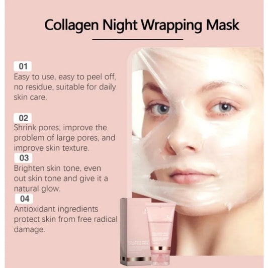 Collagen Peel-off Mask Night Wrapping Facial Mask Deeply Moisturizing Hydrating Firming Skin Facial Mask Daily Face Skin Care