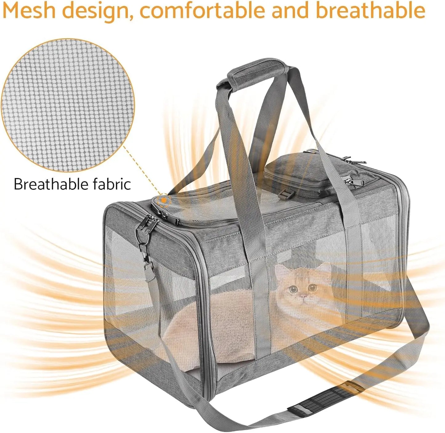 Dog Carrier,Cat Carrier Airline Approved Soft Pet Carrier with Breathable Honeycomb Board,Removable Support Board for Car,