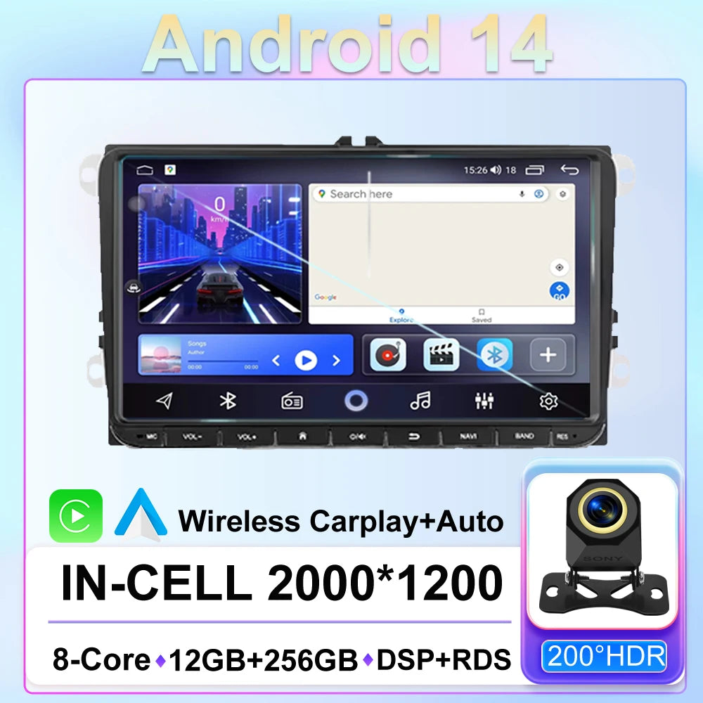 Android 14 Car Radio For Volkswagen Bora Golf 6 Passat Scirocco Sharan Touran Amarok For Skoda Octavia Fabia 2 Multimedia Video