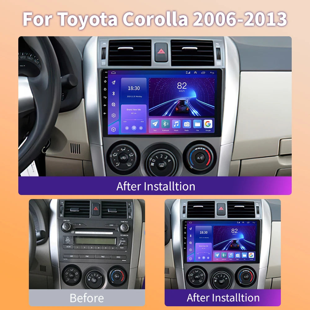 Carplay Android Auto for Toyota Corolla E140/150 2006 2007-2013 Multimedia Automotive Subwoofer Autoradio Android DSP 4G