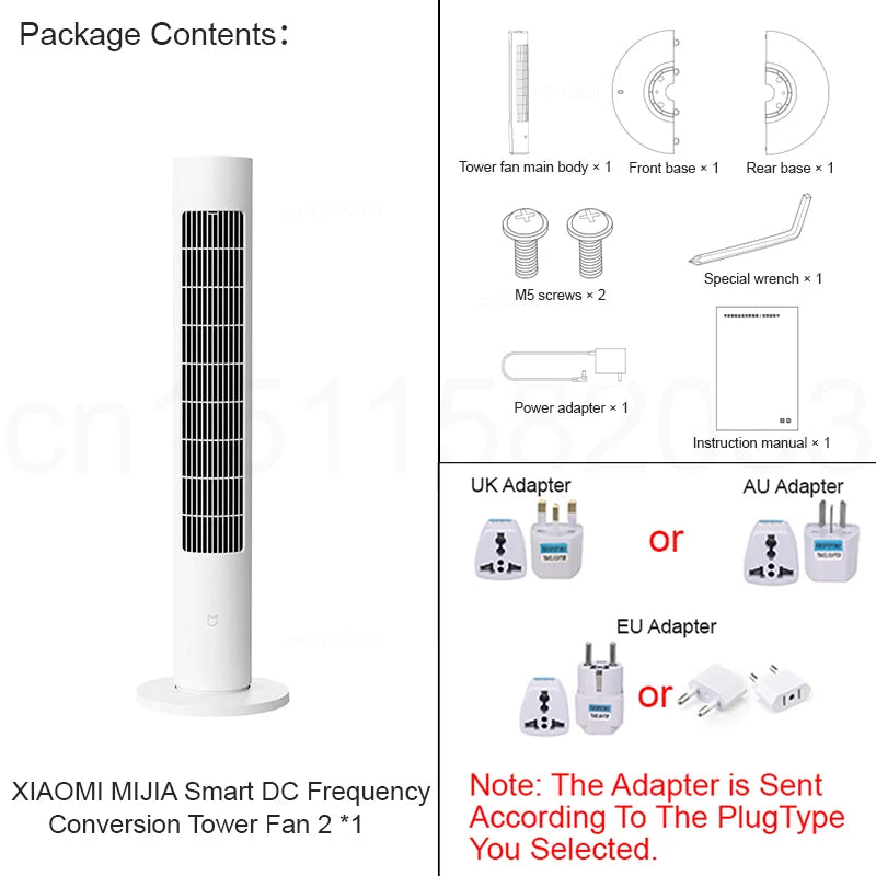 XIAOMI MIJIA Smart DC Inverter Tower Fan 2,Energy-Saving,150° Ultra-Wide-angle Ventilation,100* Adjustable Speed Levels,For Home