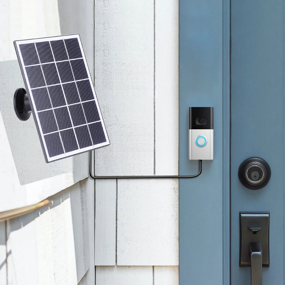 4W Solar Charger IP65 Waterproof Solar Panel Charger 9.8Ft Charging Cable Solar Panel Kit for Ring Video Doorbell 4/3/3 Plus/2