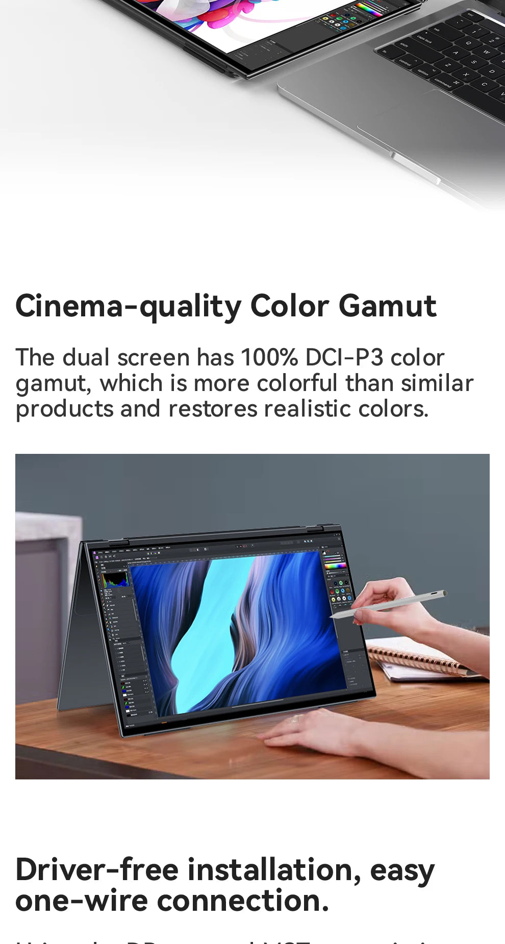 EHOMEWEI Dual Screen Portable Monitor X Series Drive-free Phone-touch FHD 2K 15.6“ 16“ For Laptop Windows Macbook