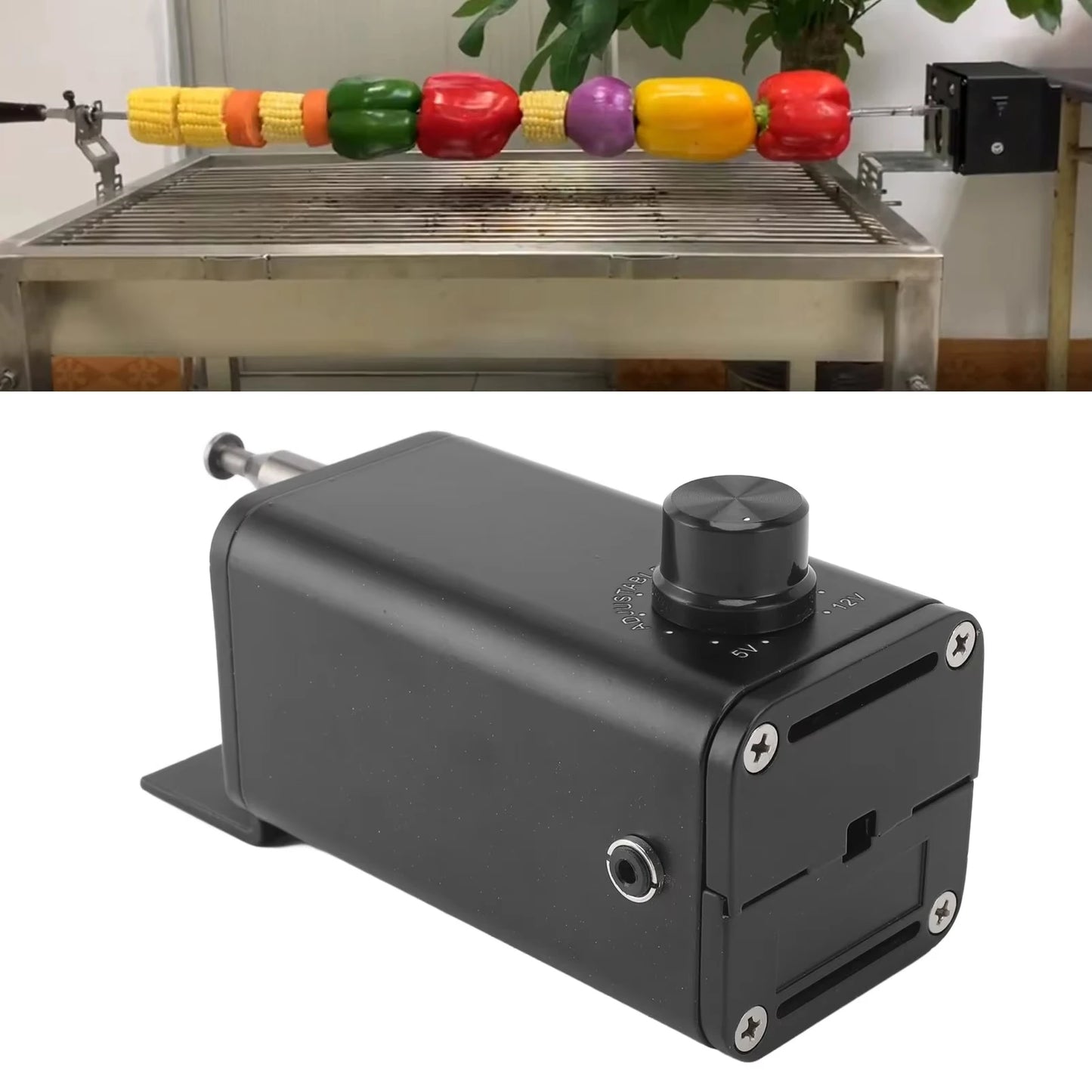 Barbecue Rotisserie Motor 5V-12V Adjustable Speed High Torsion BBQ Grill with USB Cable for Camping And Kitchen