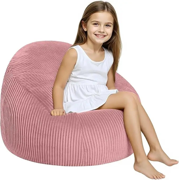 COMAX Bean Bag Chair for Kids, Stuffed Toddler Couch for Boys and Girls, Corduroy Lazy Sofa Filler with Shredded Sponge Accent C