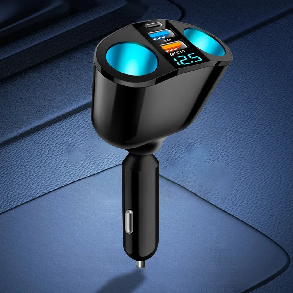 Car Cigarette Lighter Socket Splitter PD QC3.0 12V-24V 2 USB Charger C Ports 2.4A Fast Charging Car Charger for Mobile Phone DVR - Merit Sell