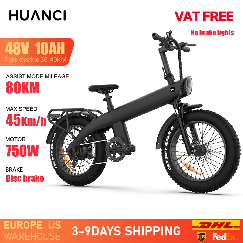 HUANCI Q3 Mountain Electric bicycle 2000W 60KM/H removable battery electric bike 48V 20AH Ebike 20Inch fat tire Off-Road e bike