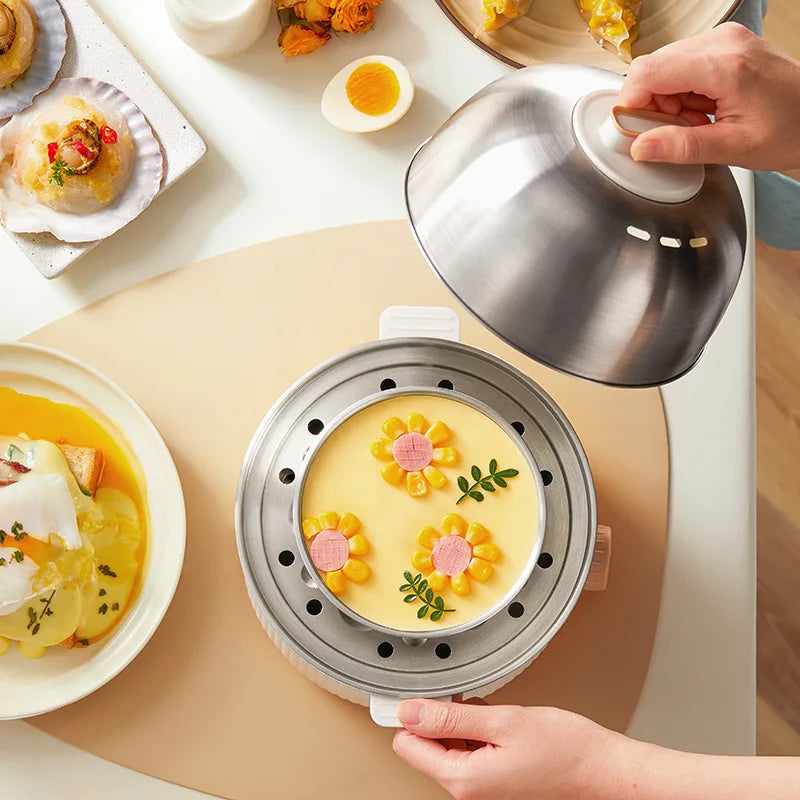 350W Electric Egg Cooker Timed Egg Boiler Breakfast Machine Automatic Steamer Egg Custard Steaming Cooker Food Warmer 2 Layers