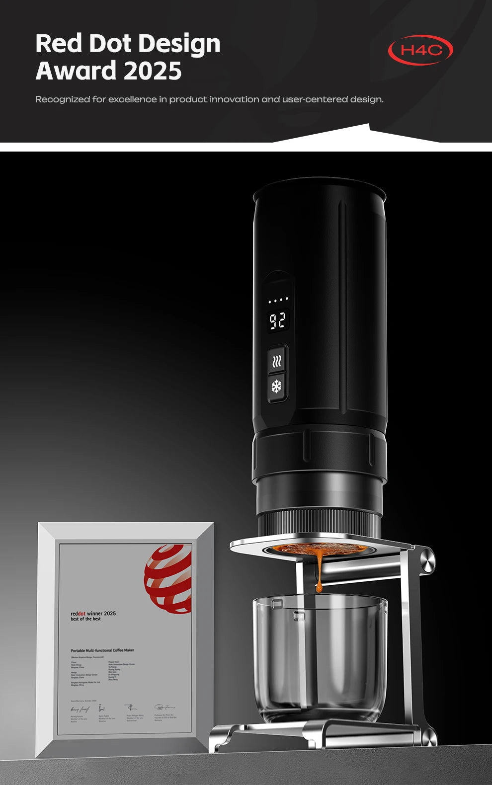 HiBREW Portable Espresso Coffee Machine for Car & Home Camping Coffee Maker Fit Nespresso Dolce Capsule Powder H4C