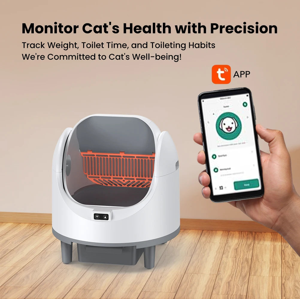 Smart Automatic Self-Cleaning Cat Litter Box EU Plug with Odor Control & WiFi Function, Easy to Clean with Cat Litter Mat