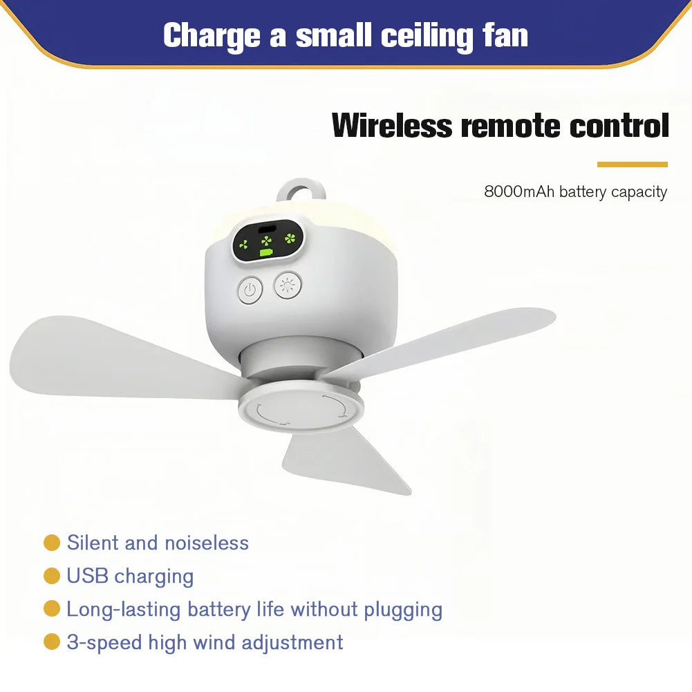 Portable Ceiling Fan Light Rechargeable Camping Fan with Remote Control Outdoor Fan for Outdoor Camping Dorm - Merit Sell