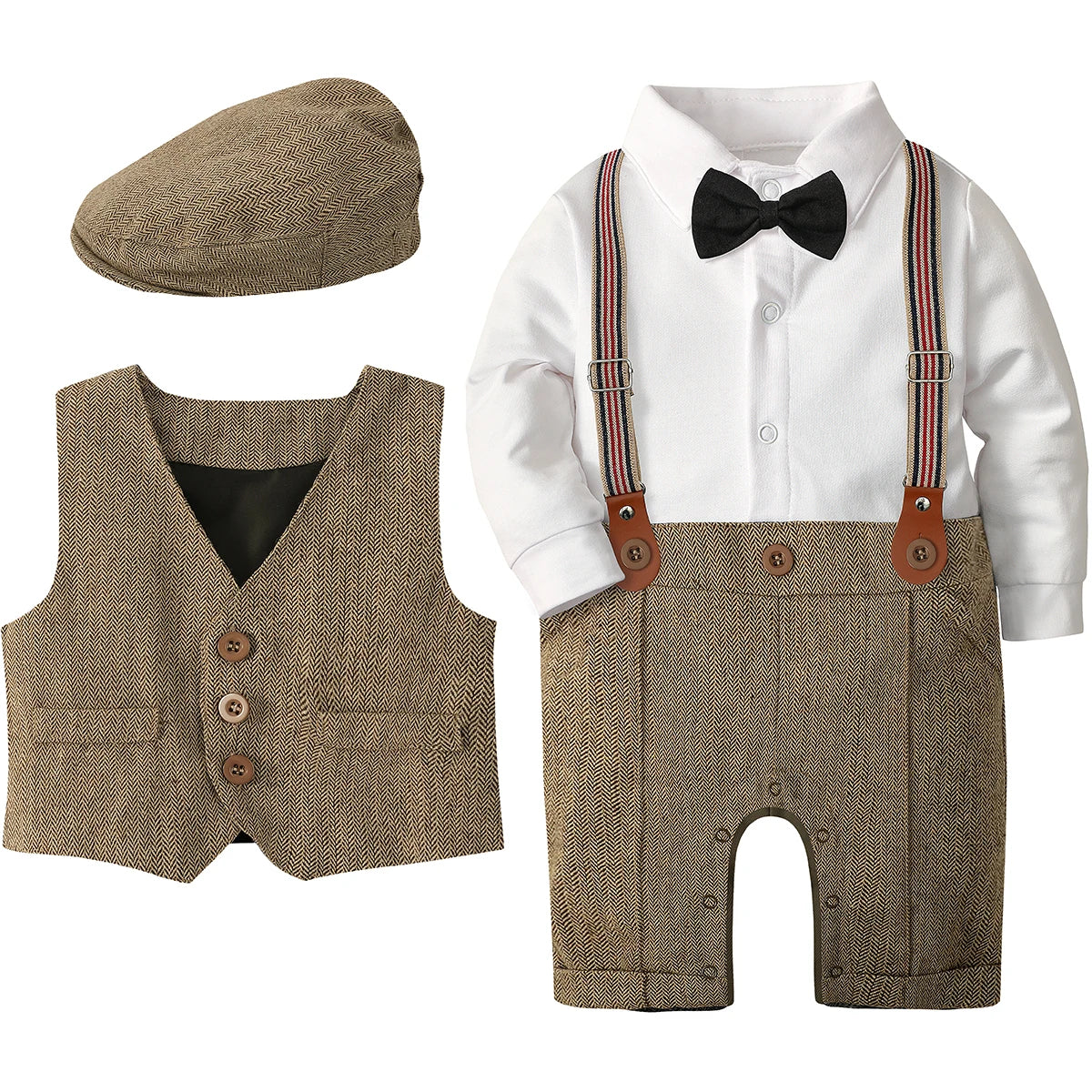Baby Boy Baptism Suit Christening Outfit Easter Church Set Infant White Clothes Newborn Birthday Party Gift Formal Romper 3PCS
