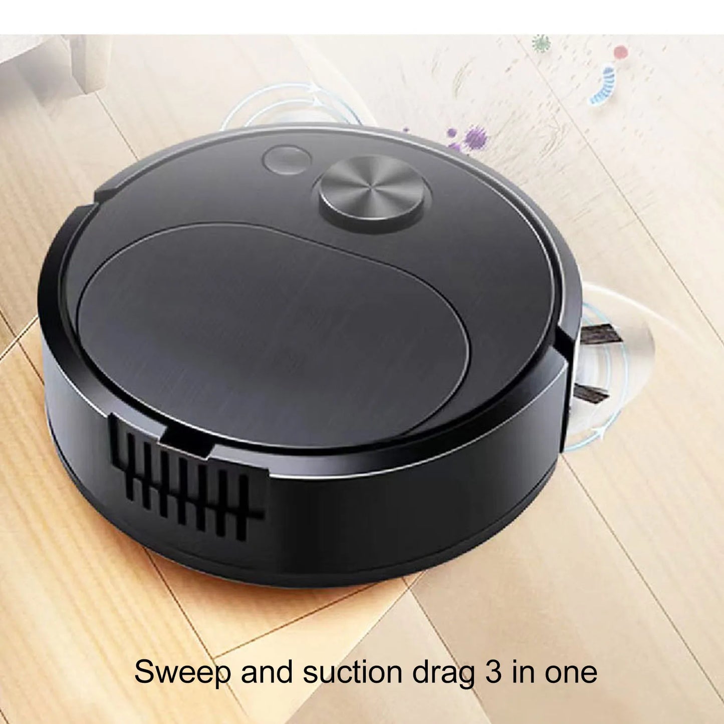 Intelligent Sweeping Robot 3 in 1 Rechargeable Low Noise Automatic Vacuum Cleaner Compact Strong Suction Power for Office