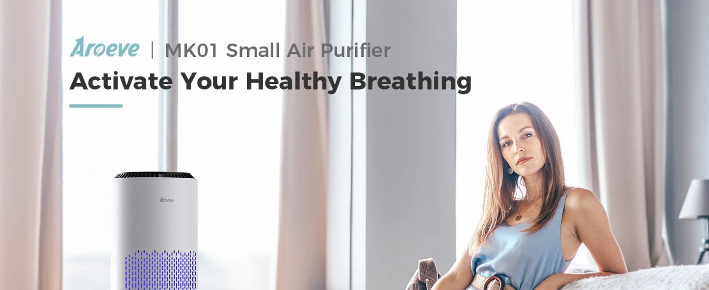 AROEVE Air Purifiers Fragrance for Bedroom Home Smoke Pollen Dander Hair Smell Air Cleaner with Sleep Speed Control 287 Sq.Ft