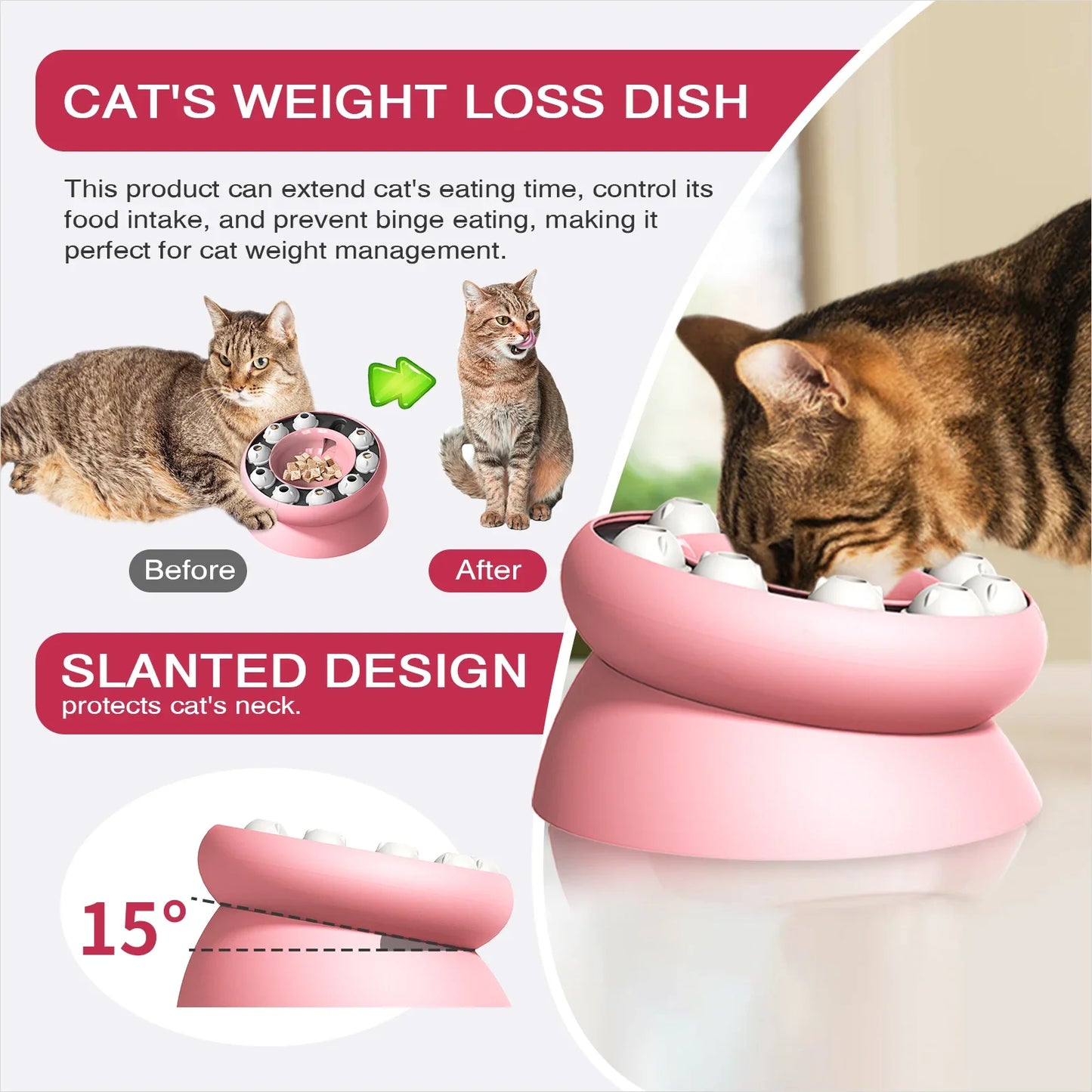 Cat Toys Slow Feeder Cat Bowl Interactive for Indoor Cats Cat Puzzle Feeder Pet Toy for Aid Pets Digestion & Mental Stimulation