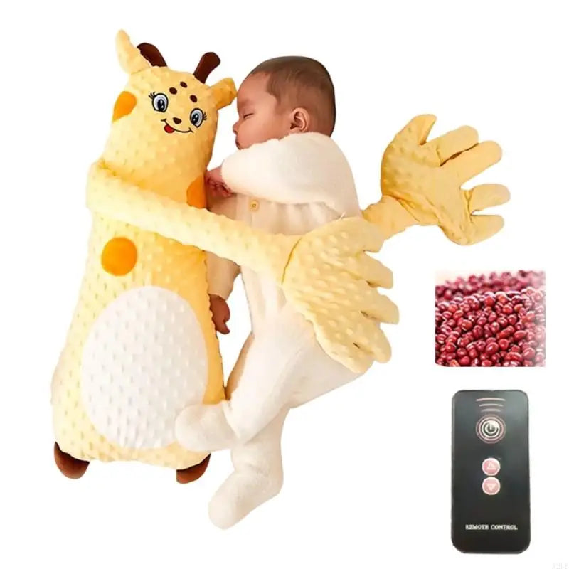 Infant Sleeping Comforter Soft & Breathable Cartoon Pacify Hand Soother with Automatic Beating for Better Sleep Quality A2UB