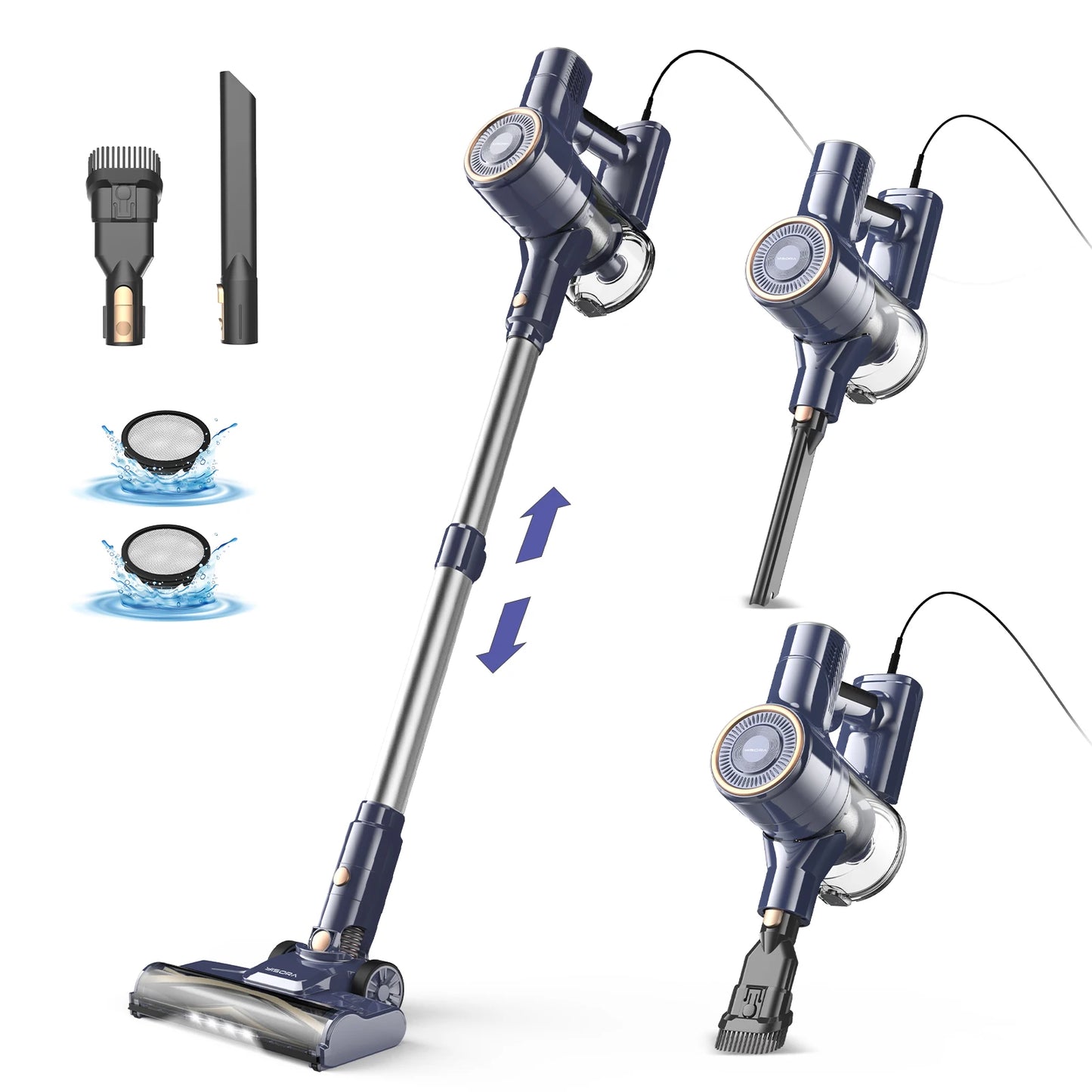 I8 Corded Vacuum Cleaner 23Kpa 600W Stick Vacuum Cleaner With 20ft Line Free-Stand 6 in 1 Handheld Vacuum for Household Cleaning