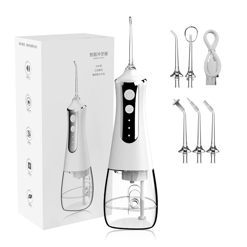 Dental Oral Irrigator Water Flosser Thread Teeth Pick Mouth Washing Machine 5 Nozzels 3 Modes USB 300ml Washing Machine