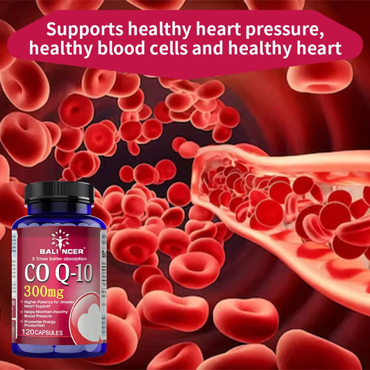 CoQ10 300mg Capsules - Highly Absorbable Antioxidant, Cardiovascular Heart Energy Support, Vegan, Non-GMO, Gluten-Free