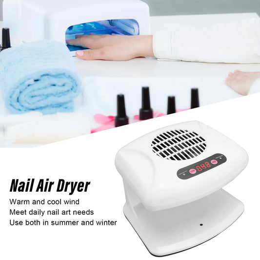 Nail Fan Blow Dryer Single Hand Nail Air Dryer Warm Cool Wind Automatic Sensor Nail Fan Blow Dryer for Home Salon White