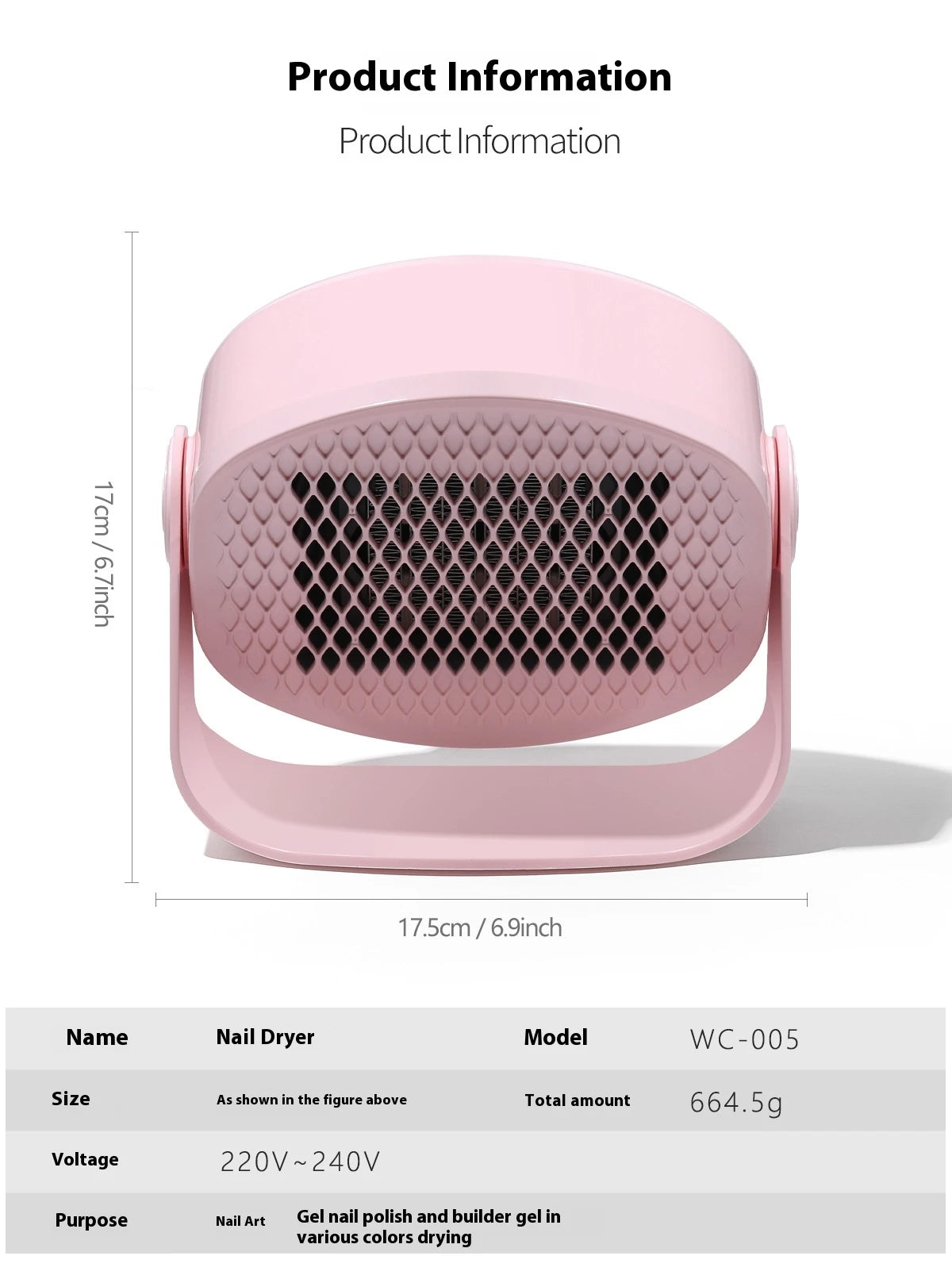 Nail Dryer Machine Quick-Dry Nail Portable Nail Dryer with 180° Rotation Hot-and-Cold Blower for Hand Foot Care