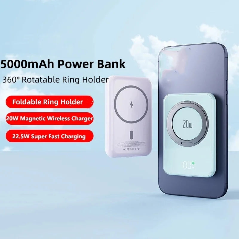 5000mAh Magsafe Power Bank 20W Magnetic Wireless Charger Powerbank for iPhone 15 Xiaomi Mi Samsung Fast Charging Spare Battery