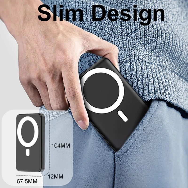 Magnetic Power Bank 5000mAh Slim Wireless Portable Charger External Battery 15W Fast Charging Portable Charger for iPhone 12-16