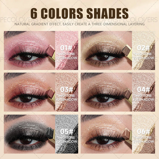 1PC Metallic Shimmer Duo Eyeshadow Stick - Pearlescent Matte, Multiple Color Options, Nude Makeup, Perfect for Christmas Makeup