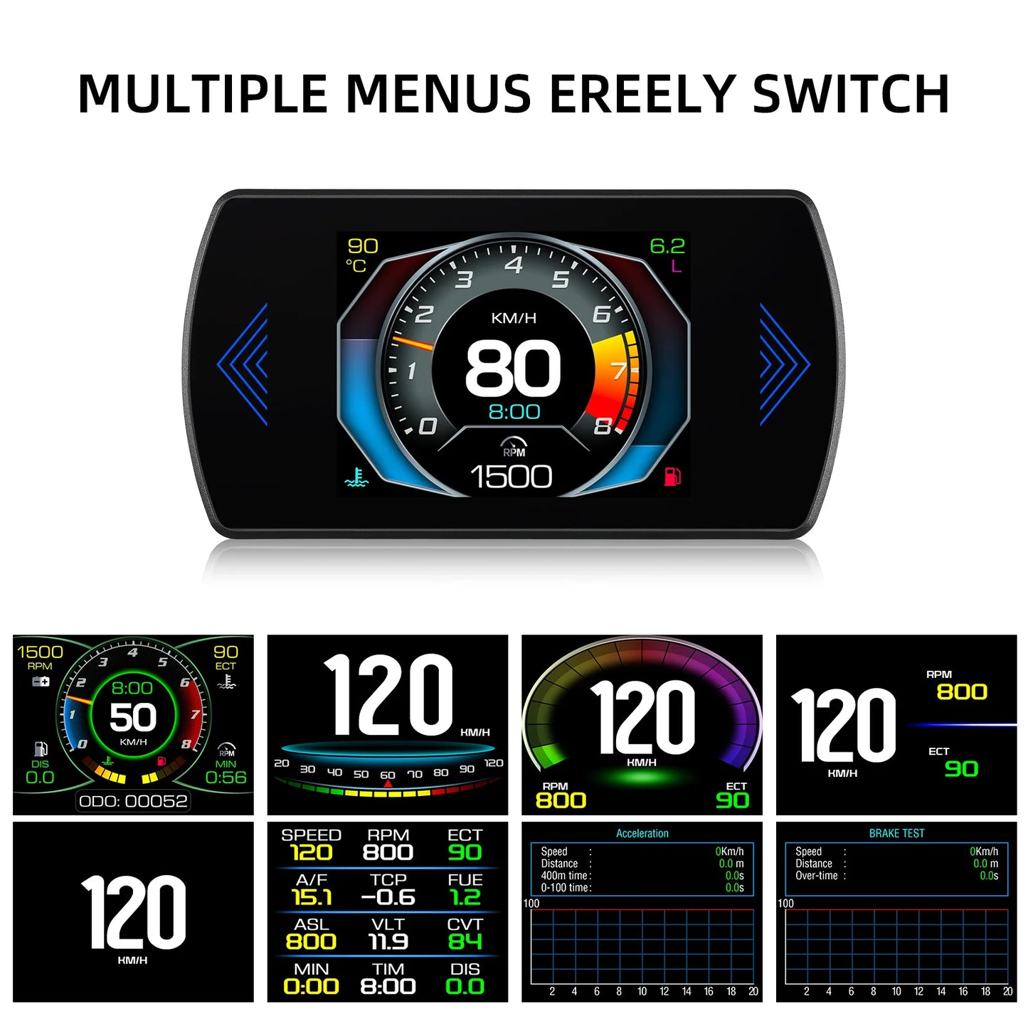OBD2 Gauge P12 HUD Head Up Display Car Digital Auto Diagnostic Tools Digital Meter Speed RPM Water Temp Fuel consumption Voltage