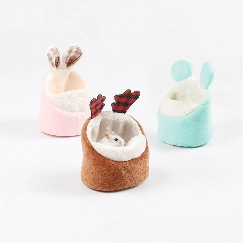 Pet Hamster Nest Winter Warm Cotton Plush Pet Bed for Sugar Glider Golden Bear Squirrel Hedgehog Rabbit Small Pet Sleeping Bag