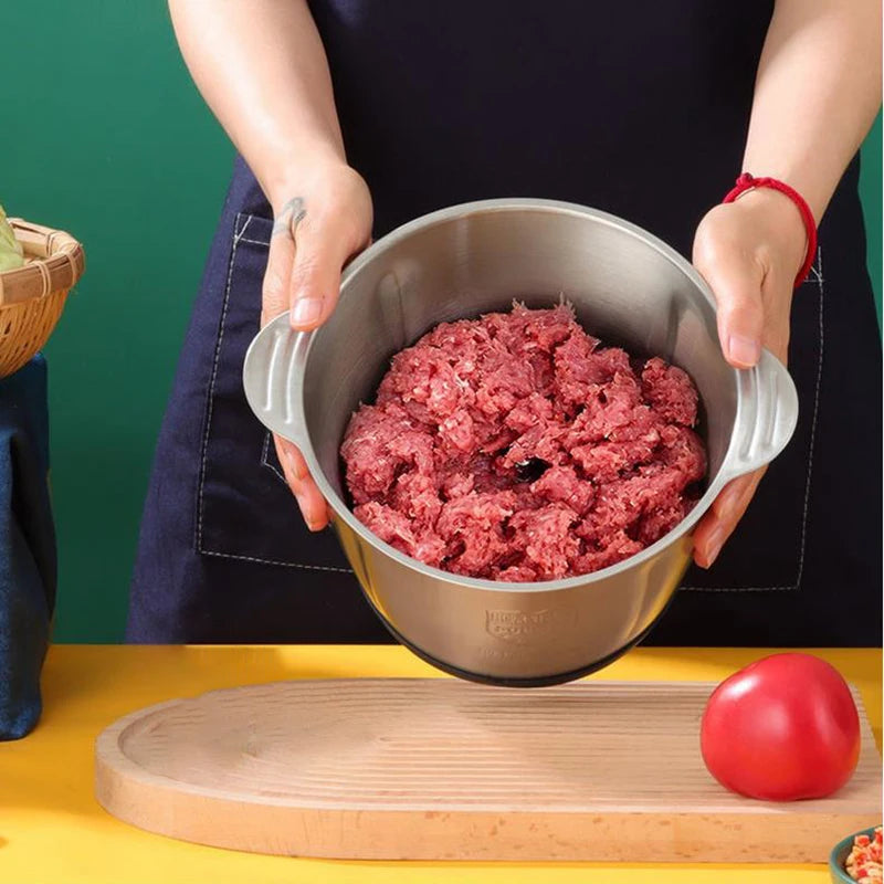 Electric Meat Mincer Grinder Stainless Steel Chopper 2L Food Processor Garlic Mud Maker Blender Large Capacity Kitchen Utensils