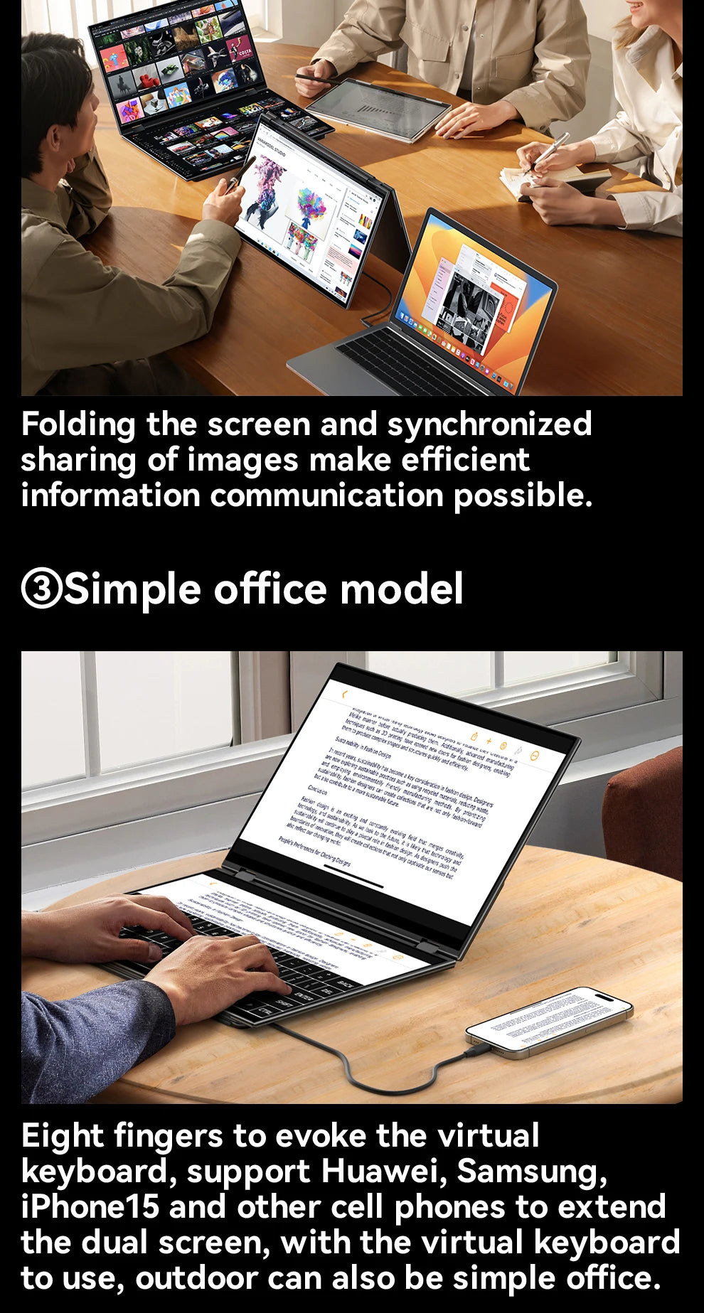 EHOMEWEI Dual Screen Portable Monitor X Series Drive-free Phone-touch FHD 2K 15.6“ 16“ For Laptop Windows Macbook