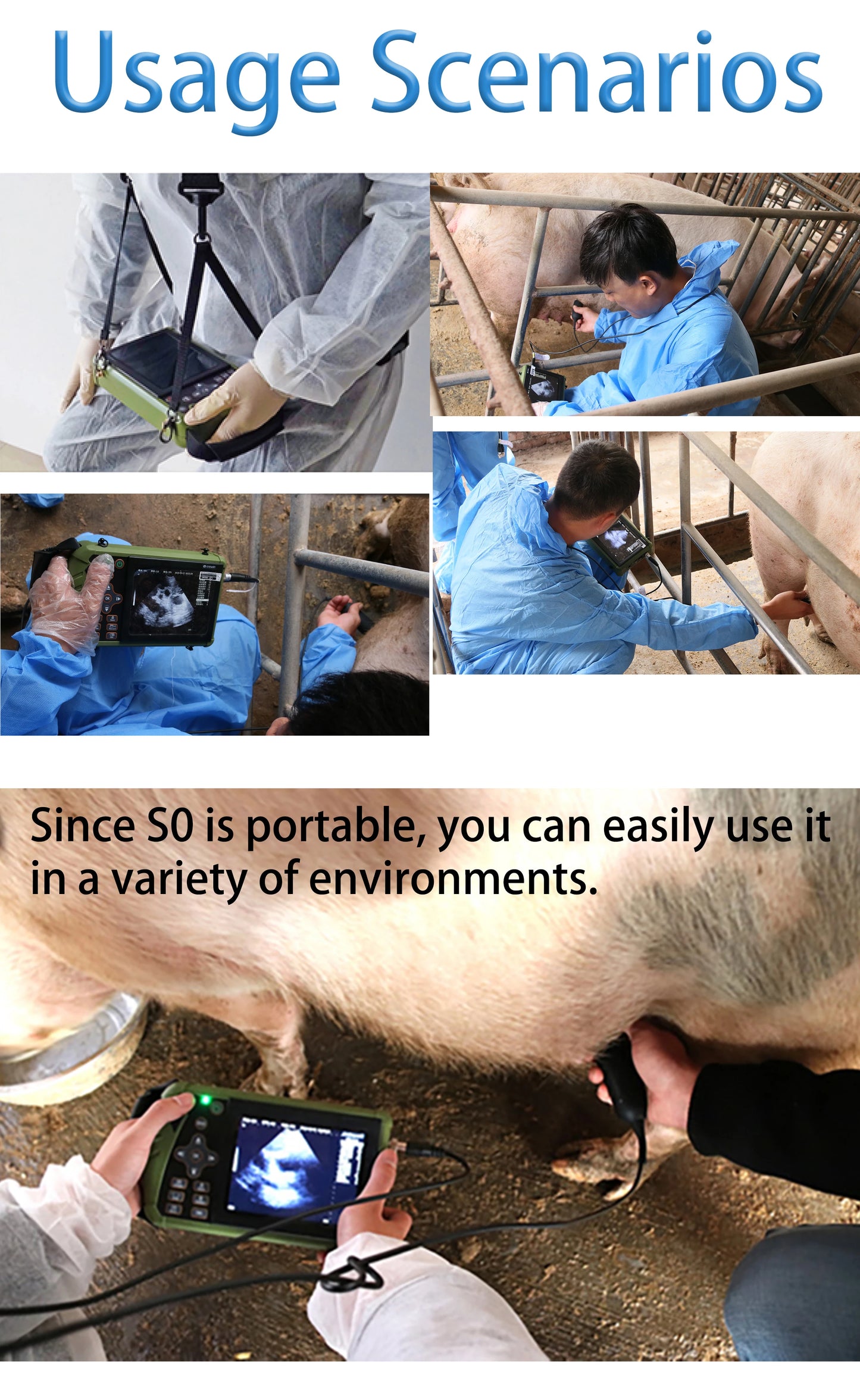 Portable Veterinary Ultrasound Scanner, Handheld Vet Pregnancy Machine for Pig Sheep Dog Cat, 3.5MHz Probe Waterproof
