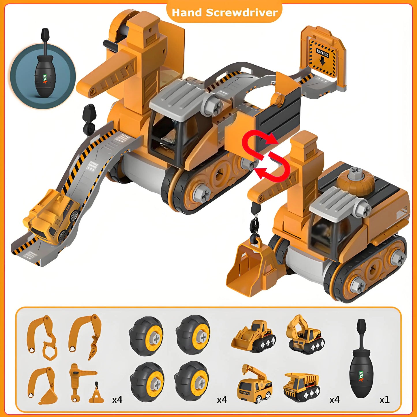 Kids Engineering Vehicle Electric Drill Tool Screw Toys Nut Disassembly Children Educational Assembled Sets For Boys Gift - Merit Sell