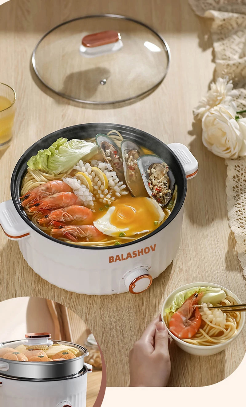 Portable Electric Multifunctional Cooker Household Double Layer Hot Pot Mini Non-stick Cookware for Kitchen and Home Appliance - Merit Sell