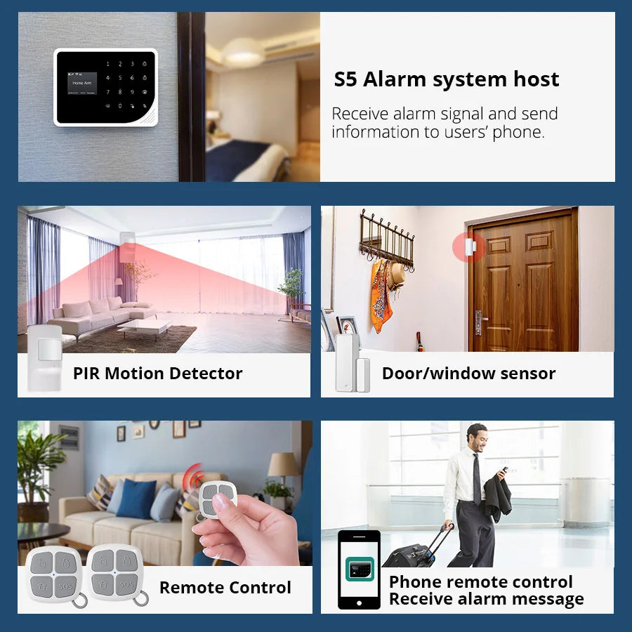 Smart Gsm Wifi Alarm System for Home Wireless Security Alarm House App Alert Motion Detector Door Sensor Alarm Built in Siren