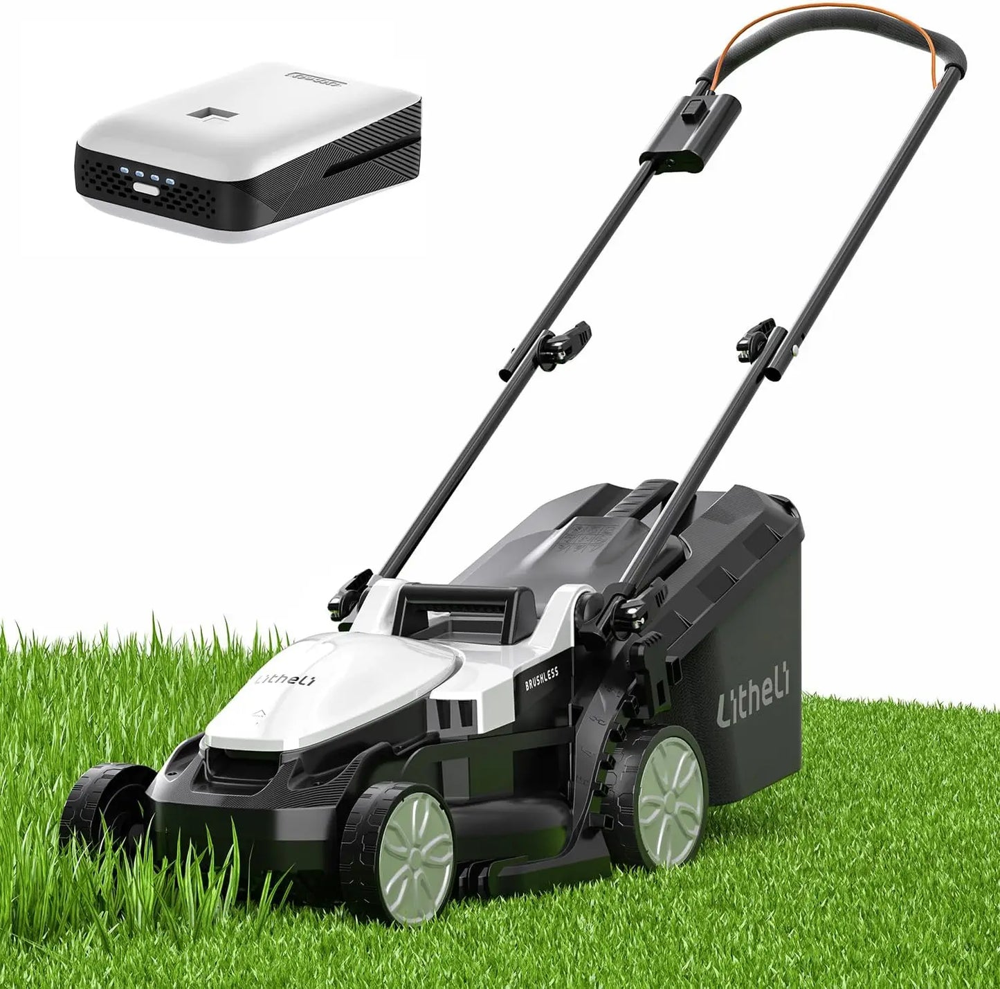 Litheli 16 Inch Lawn Mower 2x20V Electric Coreless Lawn Mower Lightweight Push Mower with 6-Position Height Adjustment, 2 X 4.0A