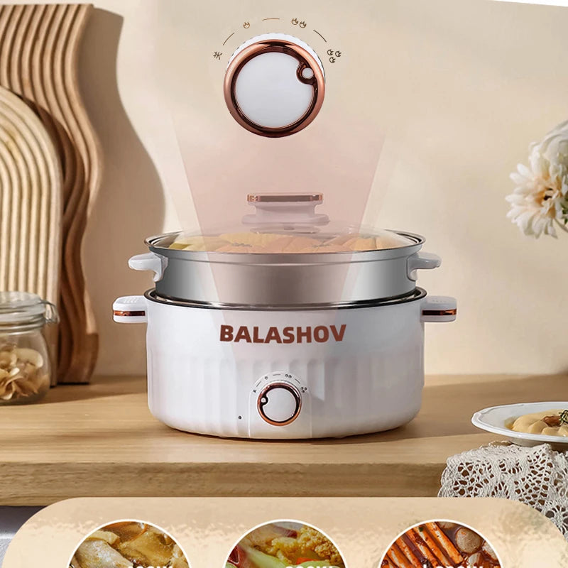 Portable Electric Multifunctional Cooker Household Double Layer Hot Pot Mini Non-stick Cookware for Kitchen and Home Appliance - Merit Sell