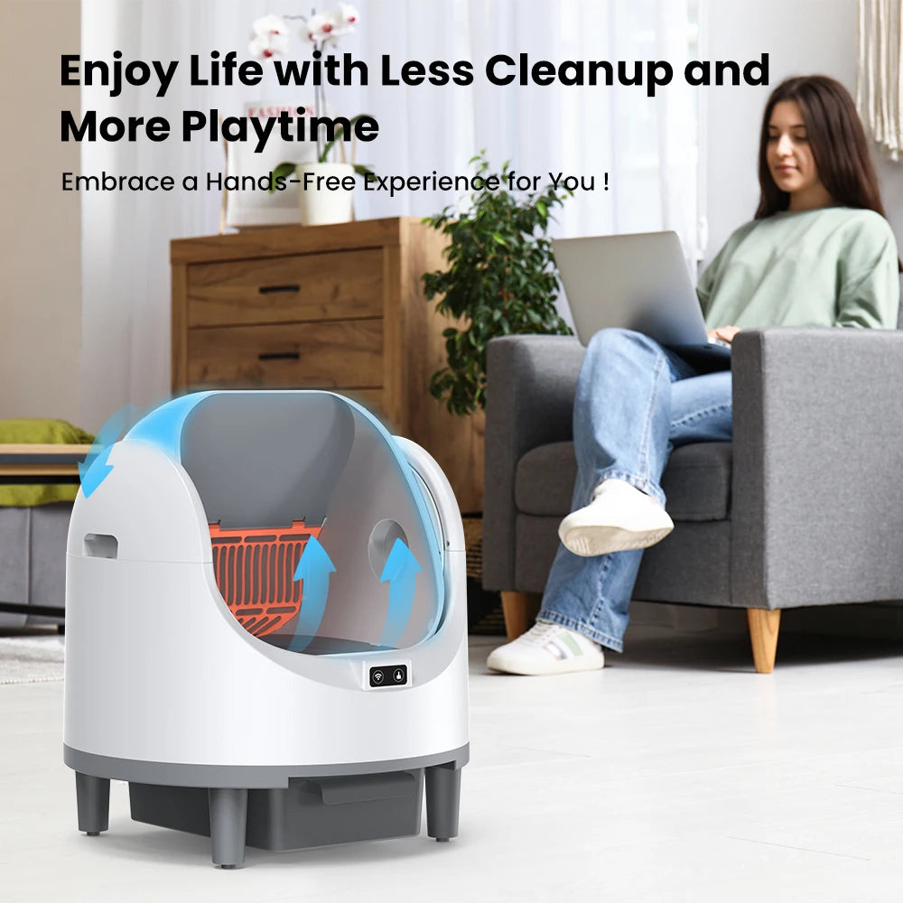 Smart Automatic Self-Cleaning Cat Litter Box EU Plug with Odor Control & WiFi Function, Easy to Clean with Cat Litter Mat